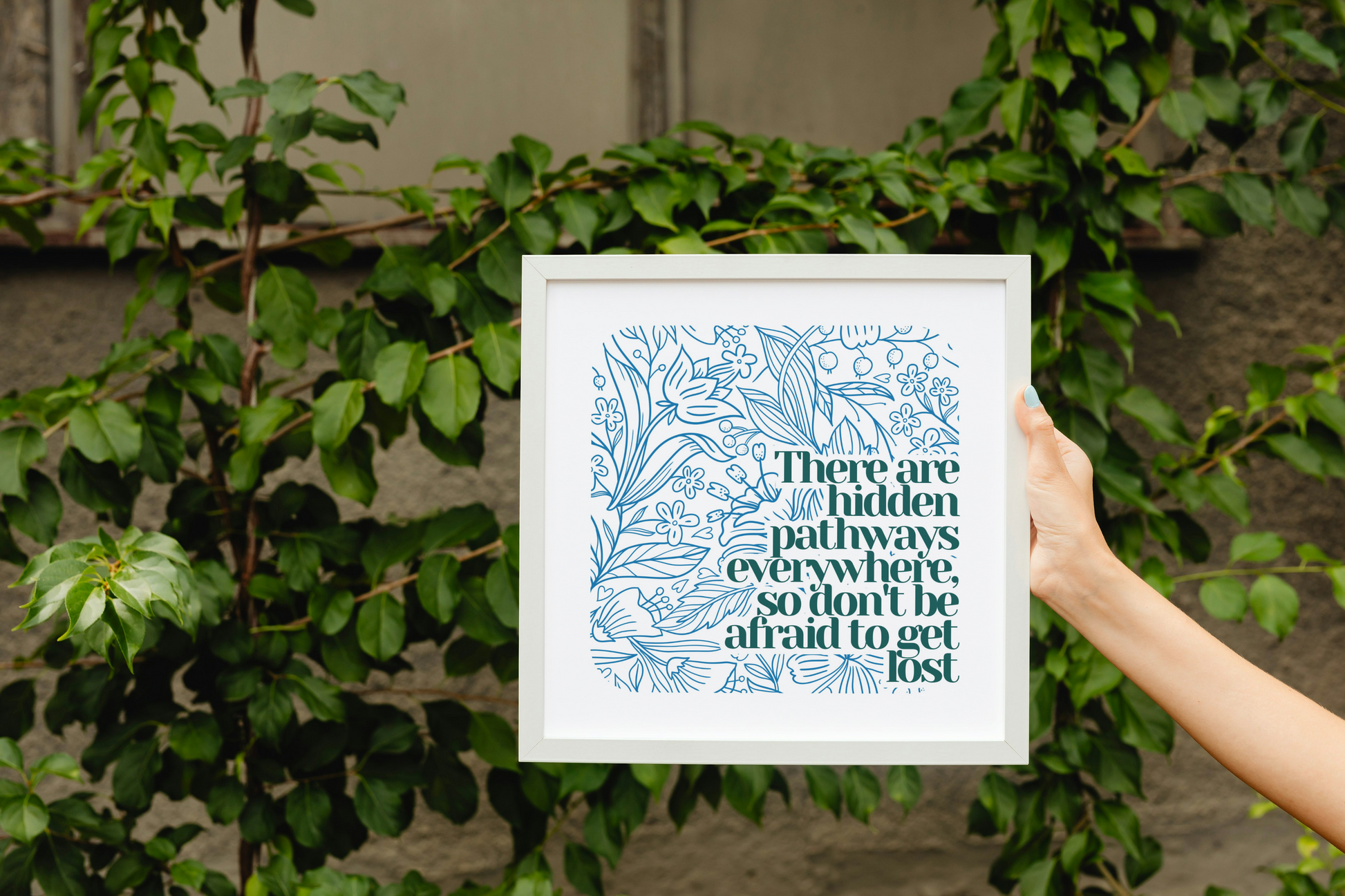 'Hidden Pathways' Giclée Print in White Wooden Frame 30cm x 30cm Birdy & Bright 60.00 GBP