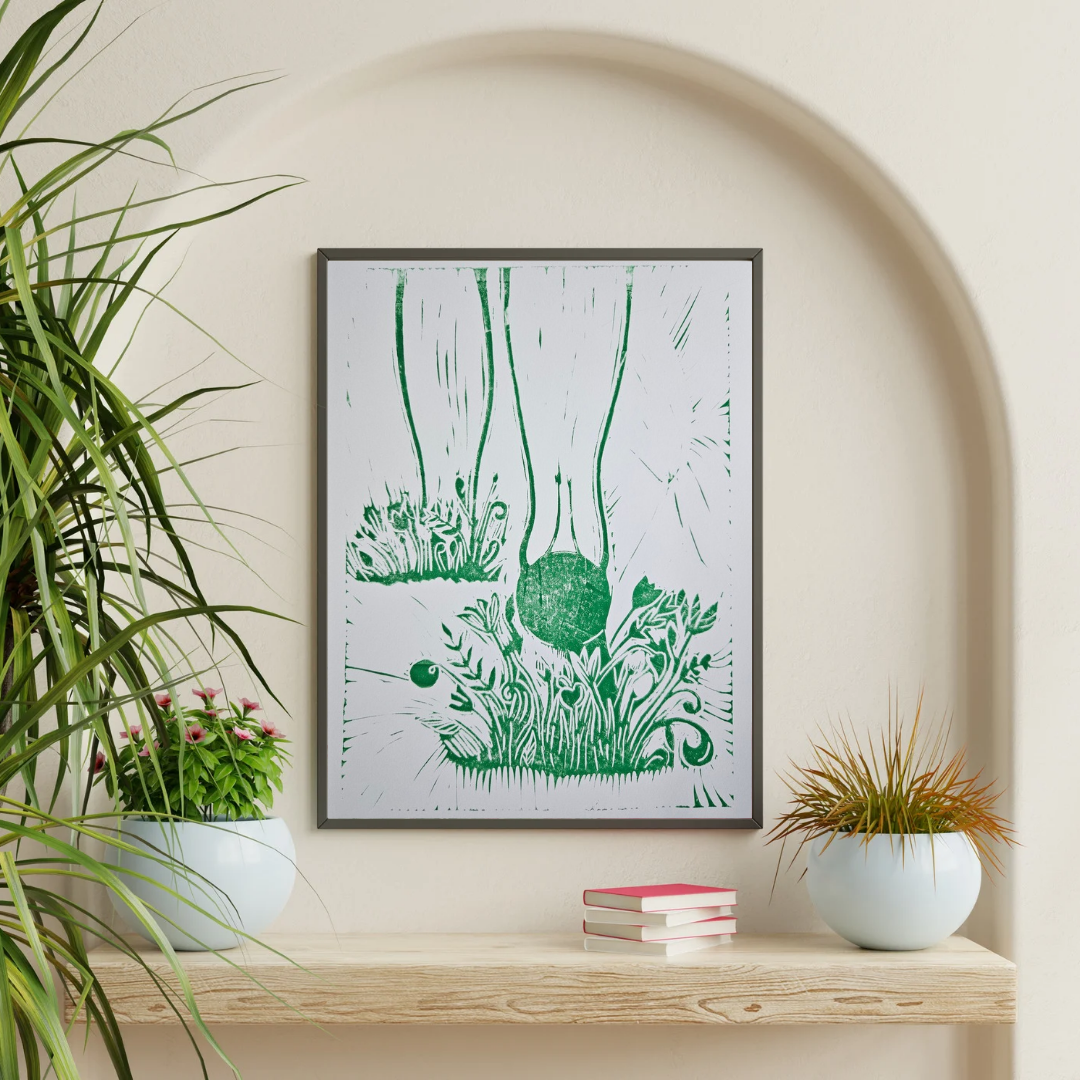 Slowly Come Green A4 Handmade Block Print